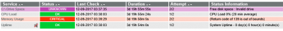 Error for the Drive Space and Memory usage.