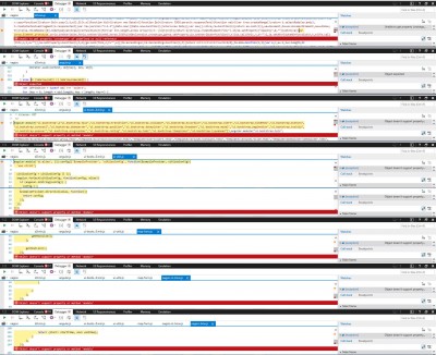 Various JS errors shown in IE Developer Tools